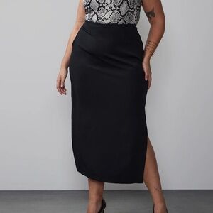 Plus Black Midi Skirt